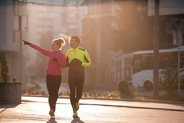 Image showing young  couple jogging