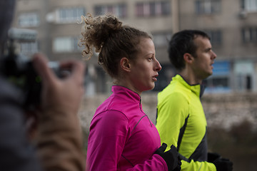 Image showing young  couple jogging