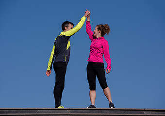 Image showing congratulate and happy to finish morning workout