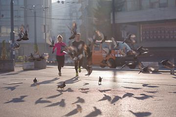 Image showing young  couple jogging