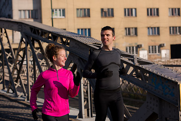 Image showing young  couple jogging