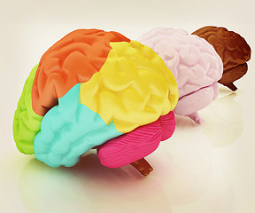 Image showing Human brains. 3D illustration. Vintage style.