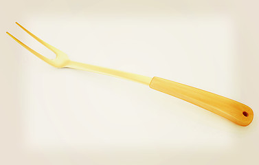 Image showing Large fork on white background . 3D illustration. Vintage style.