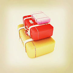 Image showing Traveler\'s suitcases. 3D illustration. Vintage style.