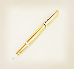 Image showing Gold corporate pen design . 3D illustration. Vintage style.