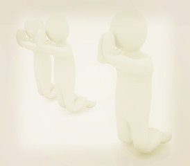 Image showing 3d mans on his knees. Christian prayer concept. 3D illustration.