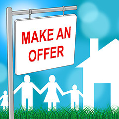 Image showing House Offer Sign Indicates Display Offering And Housing