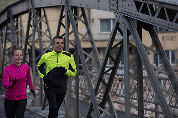 Image showing young  couple jogging