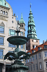 Image showing Amagertorv, central pedestrian area in Storkespringvandet, Copen