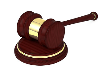 Image showing Wooden judge gavel and soundboard.