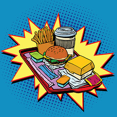 Image showing Fast food dinner pop art style