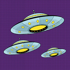 Image showing Three UFO flying across the sky