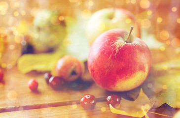 Image showing close up of autumn leaves, fruits and berries