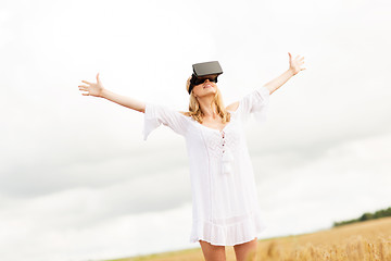 Image showing woman in virtual reality headset on cereal field