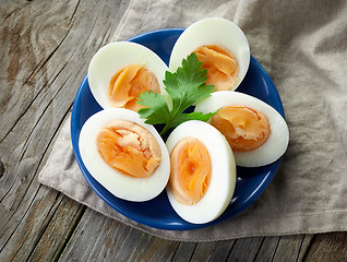 Image showing plate of boiled eggs