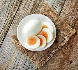 Image showing boiled egg on white plate