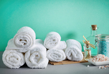 Image showing white spa towels