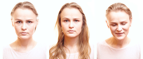 Image showing Girl passport photos with different emotions.