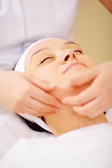 Image showing Massage of face at beauty treatment salon