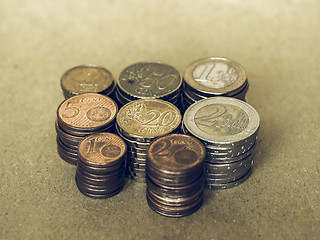 Image showing Vintage Euro coins pile