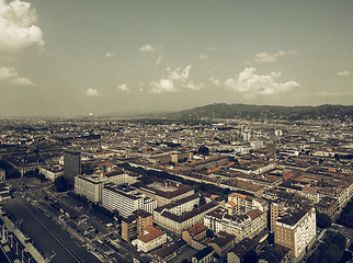 Image showing Aerial view of Turin vintage desaturated