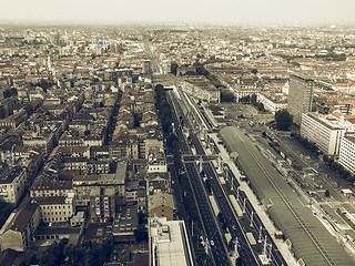 Image showing Aerial view of Turin vintage desaturated