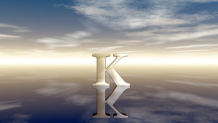 Image showing metal uppercase letter k under cloudy sky - 3d rendering