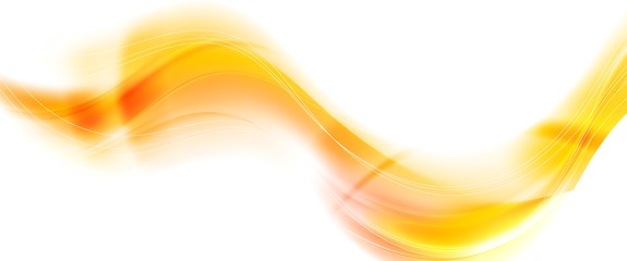 Image showing Bright orange smooth blurred abstract waves