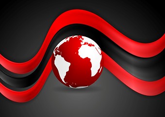 Image showing Graphic wavy design with globe