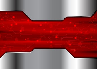Image showing Abstract red technology design with metallic texture