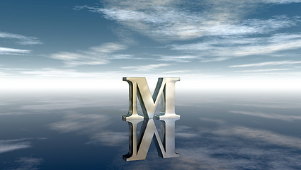 Image showing metal uppercase letter m under cloudy sky - 3d rendering