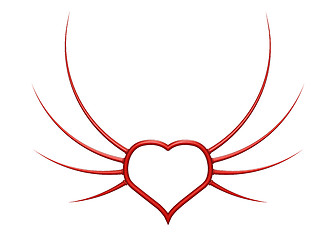 Image showing heart with prickle wings - 3d illustration