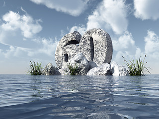 Image showing number sixty rock at water - 3d illustration