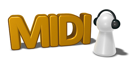 Image showing midi tag and pawn with headphones - 3d rendering