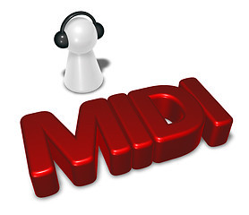 Image showing midi tag and pawn with headphones - 3d rendering