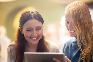 Image showing Happy young girls spending time with pad