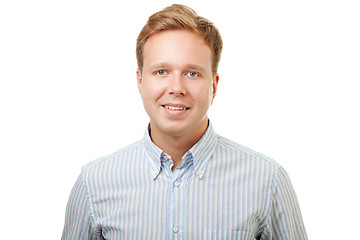 Image showing Smiling blond man in shirt isolated on white