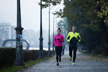 Image showing young  couple jogging