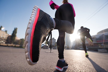 Image showing young  couple jogging