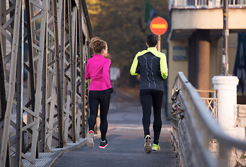 Image showing young  couple jogging