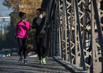 Image showing young  couple jogging