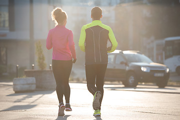 Image showing young  couple jogging