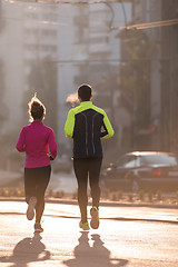 Image showing young  couple jogging