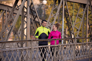 Image showing young  couple jogging