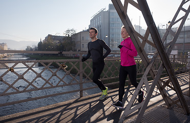 Image showing young  couple jogging