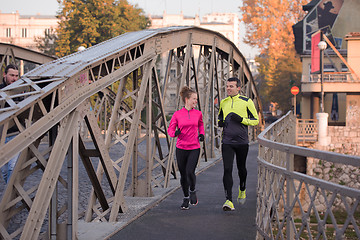 Image showing young  couple jogging