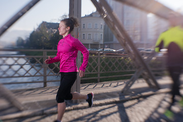 Image showing young  couple jogging