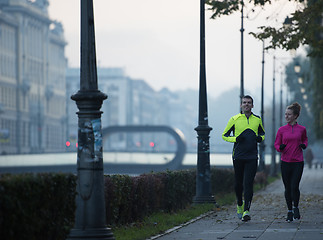 Image showing young  couple jogging