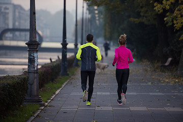 Image showing young  couple jogging