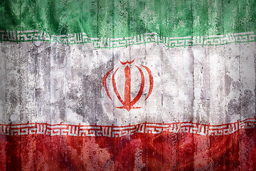 Image showing Grunge style of Iran flag on a brick wall